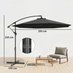 Outsunny 3(M) Banana Parasol Cantilever Umbrella Garden - thumbnail 3
