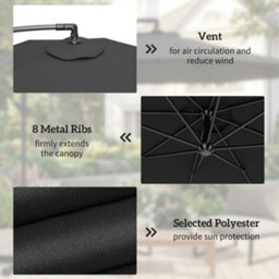 Outsunny 3(M) Banana Parasol Cantilever Umbrella Garden - thumbnail 6