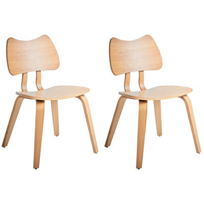 Beliani Set Of 2 Dining Chairs Diana Wood Light Brown - image 1