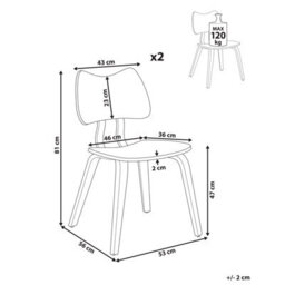 Beliani Set Of 2 Dining Chairs Diana Wood Light Brown - thumbnail 3