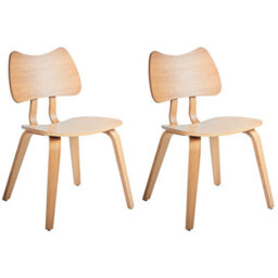 Beliani Set Of 2 Dining Chairs Diana Wood Light Brown - thumbnail 1