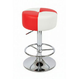 Morasi American Diner Retro Style Kitchen Bar Stool Red And White Padded Seat - thumbnail 1