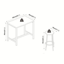 Urbn-Living Urbnliving Cancun Bar Table & 2/4 Stools Set Kitchen Dining Breakfast Industrial Furniture 5 Piece - White Marble - thumbnail 5