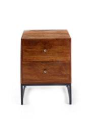 Elm Home And Garden Dark Wooden Two 2  Drawer Side Lamp End Bedside Table Cabinet H64 X W48 X D 40Cm - thumbnail 2