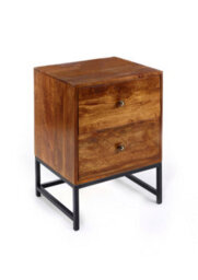 Elm Home And Garden Dark Wooden Two 2  Drawer Side Lamp End Bedside Table Cabinet H64 X W48 X D 40Cm - thumbnail 1