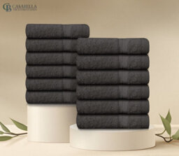 Casabella Premium Quality 12 Grey Face Towels 30X30Cm Highly Absorbent Face Cloth Set, 100% Combed Cotton 650 Gsm - thumbnail 6