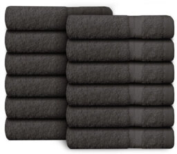 Casabella Premium Quality 12 Grey Face Towels 30X30Cm Highly Absorbent Face Cloth Set, 100% Combed Cotton 650 Gsm