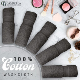 Casabella Premium Quality 12 Grey Face Towels 30X30Cm Highly Absorbent Face Cloth Set, 100% Combed Cotton 650 Gsm - thumbnail 2