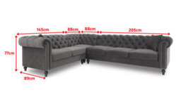 Chesterfield Corner Sofa With Wooden Feet In Faux Leather Suede Brown 2C3 Sofa - thumbnail 8