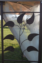 Garden Market Place Leaf Design 2.5M Square Garden Gazebo-Beige Cover & 4 Polyester Curtains With Steel Frame - thumbnail 4