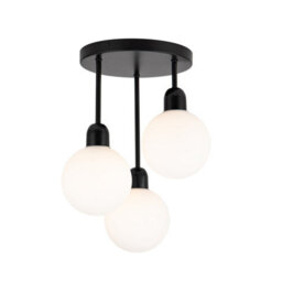 Cosylyte Broome Bathroom 3 Light Modern Opal Glass Ceiling Light - Matt Black - thumbnail 3