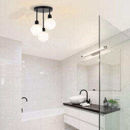 Cosylyte Broome Bathroom 3 Light Modern Opal Glass Ceiling Light - Matt Black - thumbnail 2