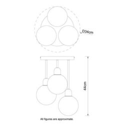 Cosylyte Broome Bathroom 3 Light Modern Opal Glass Ceiling Light - Matt Black - thumbnail 9