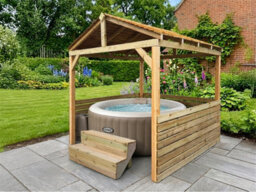Edecks Atlas Ridgeline Hot Tub Outdoor Garden Gazebo Pressure Treated Outdoor Timber Diy Kit 8Ft X 8Ft With Steel Spikes
