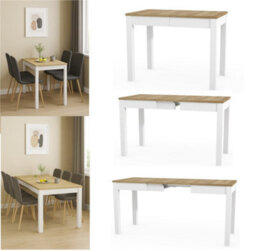 Impact Furniture Narrow Dining Table Extendable Slim White And Oak Small Kitchen 2 4 6 8 Seater - Orion