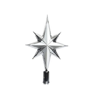 Decoris Silver Tree Topper Star Decoration - image 1
