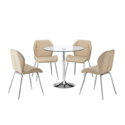 Furniture In Fashion Dante Clear Glass Dining Table With 4 Darcy Taupe Chairs - thumbnail 2
