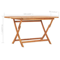Berkfield Folding Garden Table 160X80X75 Cm Solid Teak Wood - thumbnail 6