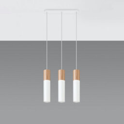 Luminosa Lighting Luminosa Pablo Triple Hanging Pendant Light White, Natural Wood Gu10