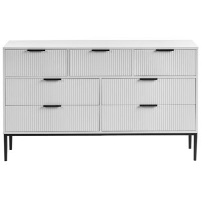 Wyld And Coco Nova White 7-Drawer Chest Mdf With Metal Legs - Minimalist Storage, W135 X D40 X H80Cm - image 1