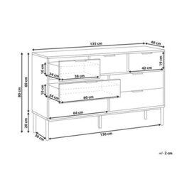 Wyld And Coco Nova White 7-Drawer Chest Mdf With Metal Legs - Minimalist Storage, W135 X D40 X H80Cm - thumbnail 4