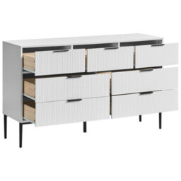 Wyld And Coco Nova White 7-Drawer Chest Mdf With Metal Legs - Minimalist Storage, W135 X D40 X H80Cm - thumbnail 5