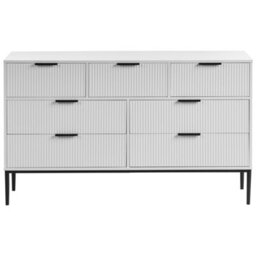 Wyld And Coco Nova White 7-Drawer Chest Mdf With Metal Legs - Minimalist Storage, W135 X D40 X H80Cm - thumbnail 1
