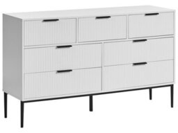 Wyld And Coco Nova White 7-Drawer Chest Mdf With Metal Legs - Minimalist Storage, W135 X D40 X H80Cm - thumbnail 3