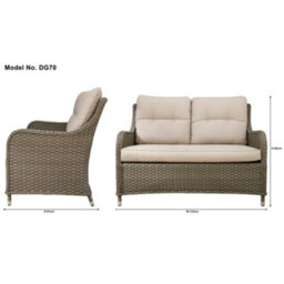 Dellonda Chester Rattan Garden Patio Lounger 2-Seater Sofa With Cushion, Brown - thumbnail 4
