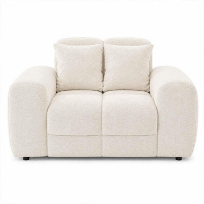 Furnishings For Less UK Jenson Natural Plush Velvet Armchair With Deep Seat & Thick Boxed Arms - image 1