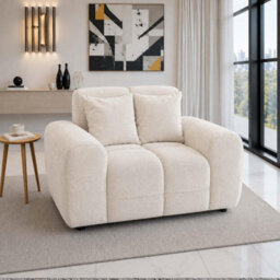 Furnishings For Less UK Jenson Natural Plush Velvet Armchair With Deep Seat & Thick Boxed Arms - thumbnail 4