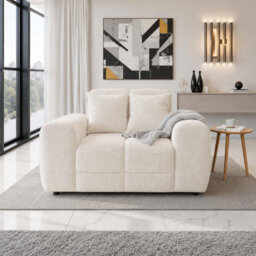 Furnishings For Less UK Jenson Natural Plush Velvet Armchair With Deep Seat & Thick Boxed Arms - thumbnail 2