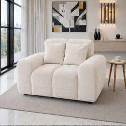 Furnishings For Less UK Jenson Natural Plush Velvet Armchair With Deep Seat & Thick Boxed Arms - thumbnail 3