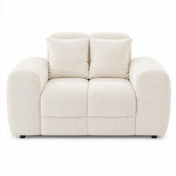Furnishings For Less UK Jenson Natural Plush Velvet Armchair With Deep Seat & Thick Boxed Arms - thumbnail 1