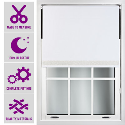 Furnished White Blackout Blind With White Glitter Accent Made To Measure - (W)60Cm X (L)165Cm - image 1