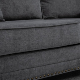 Homcom Fabric Sofa 3 Seater Sofa For Living Room W/ Throw Pillow Grey - thumbnail 7