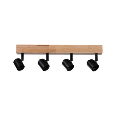 Paulmann 66773 Spotlight Arvid 4-Lamp Max. 4X20W Ceiling Luminaire Black/wood Spot Metal E27 - image 1