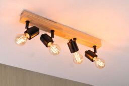 Paulmann 66773 Spotlight Arvid 4-Lamp Max. 4X20W Ceiling Luminaire Black/wood Spot Metal E27 - thumbnail 5