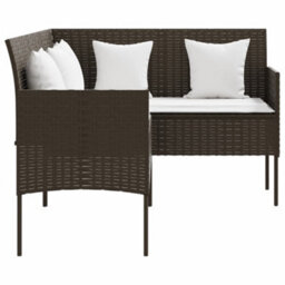 Berkfield 5 Piece L-Shaped Couch Sofa Set With Cushions Poly Rattan Brown - thumbnail 6