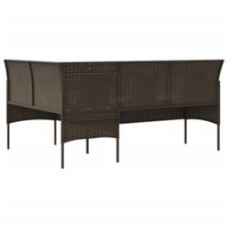 Berkfield 5 Piece L-Shaped Couch Sofa Set With Cushions Poly Rattan Brown - thumbnail 5