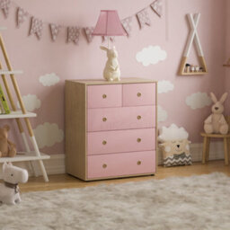 Lassic Vida Designs Neptune Pink & Oak 5 Drawer Chest (H)760mm (W)647mm (D)395mm