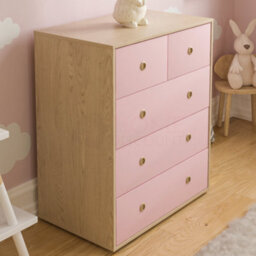 Lassic Vida Designs Neptune Pink & Oak 5 Drawer Chest (H)760mm (W)647mm (D)395mm - thumbnail 4