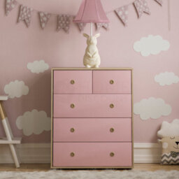 Lassic Vida Designs Neptune Pink & Oak 5 Drawer Chest (H)760mm (W)647mm (D)395mm - thumbnail 3