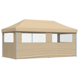 Walplus Foldable Party Tent Garden Gazebo Canopy Pop-Up With 3 Sidewalls Beige - thumbnail 5
