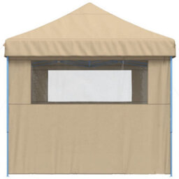 Walplus Foldable Party Tent Garden Gazebo Canopy Pop-Up With 3 Sidewalls Beige - thumbnail 4