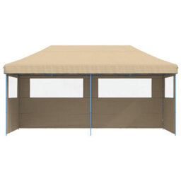 Walplus Foldable Party Tent Garden Gazebo Canopy Pop-Up With 3 Sidewalls Beige - thumbnail 3
