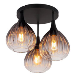 Luminosa Lighting Luminosa Olsen Shade Cluster Ceiling Light Matt Black Smoke Glass Shade 3X E27 - thumbnail 1