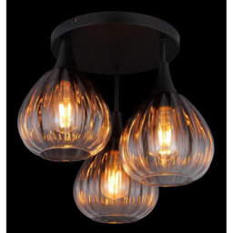 Luminosa Lighting Luminosa Olsen Shade Cluster Ceiling Light Matt Black Smoke Glass Shade 3X E27 - thumbnail 3