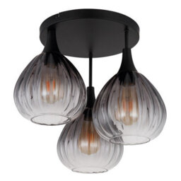 Luminosa Lighting Luminosa Olsen Shade Cluster Ceiling Light Matt Black Smoke Glass Shade 3X E27 - thumbnail 2