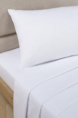 Homespace Direct Ltd Percale 180 Thread Count White Single Fitted Valance Bed Sheet - image 1